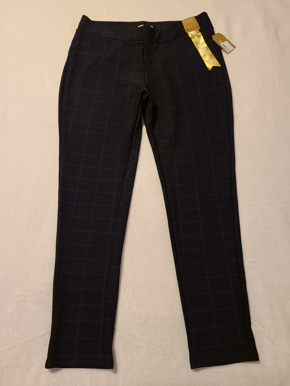Hype Connection Black Windowpane Scuba Ponte Pants Plus Size 2X